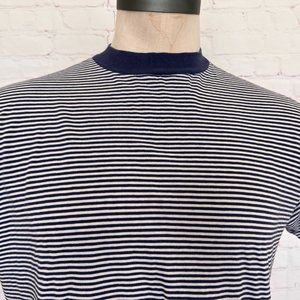 60's Brent Tshirt - Striped Navy & White - Super Soft - Size Large